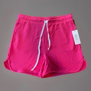 NWT Three Dots Women's Hot Pink Drawstring Lounge Shorts Sz L